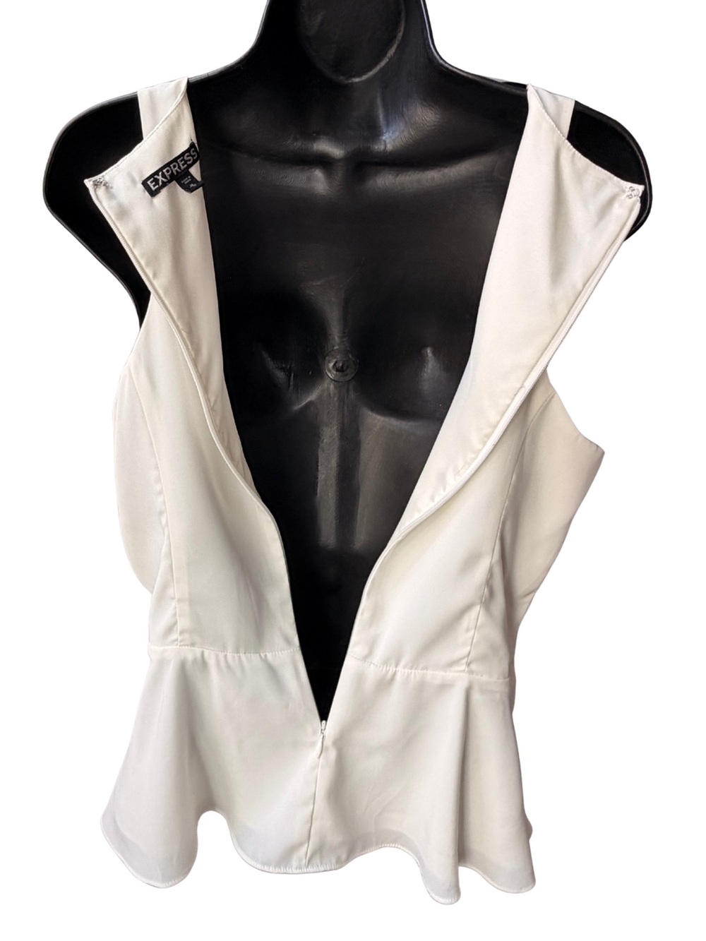 Medium - Express Ivory Sleeveless Peplum Top - VGC - Picture 6 of 9